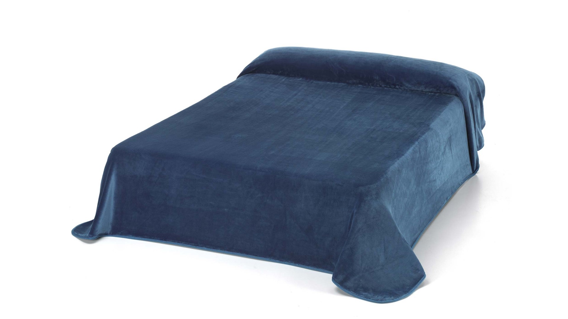 Manta lisa para cama MORA COLOR - 170x240cm - AZUL NOCHE