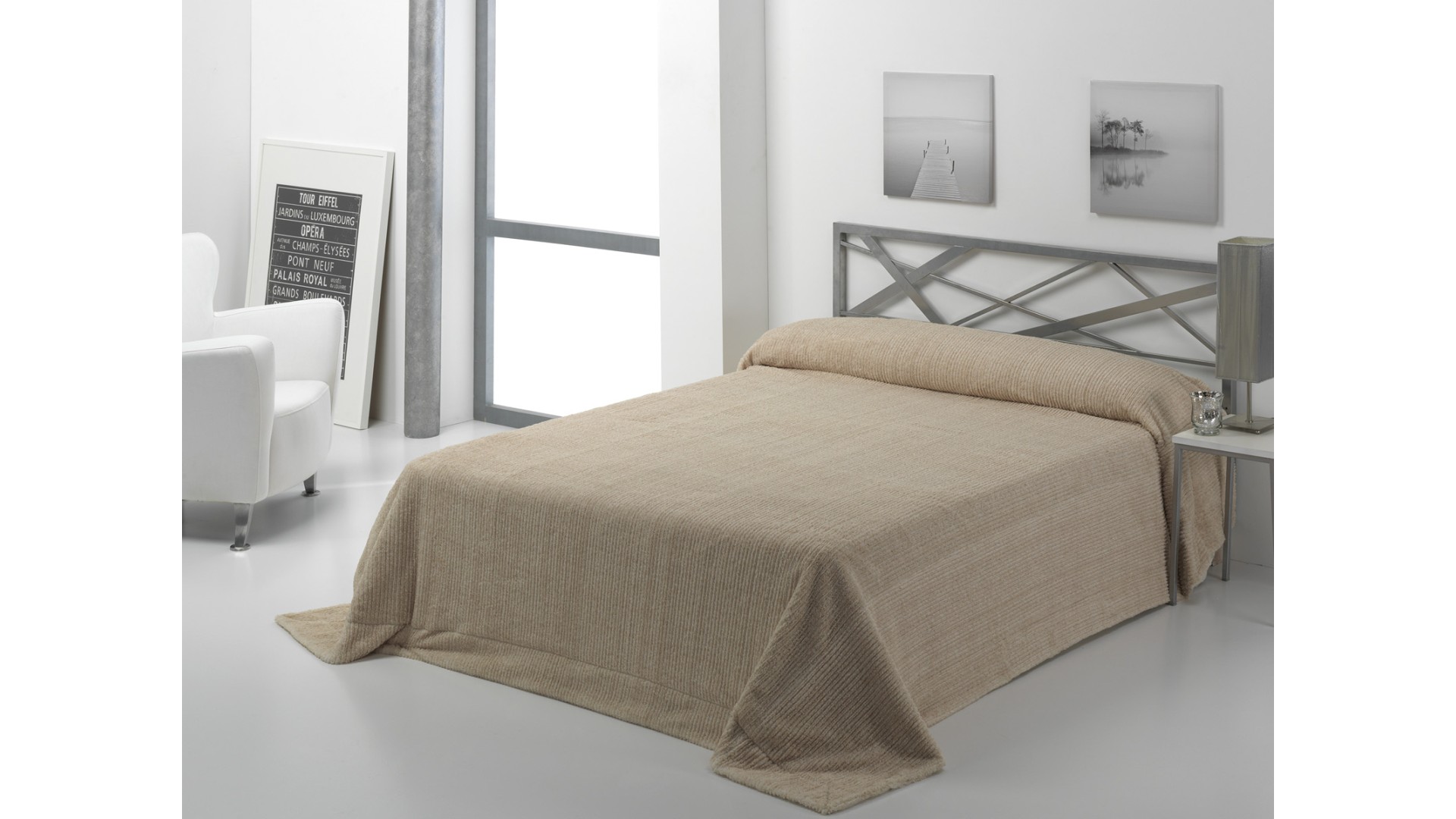 Manta lisa para cama LOGAN - 230x250cm - BEIG